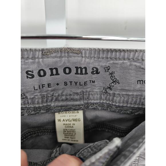 Vtg Sonoma Life + Style Womens Sz 16 Cargo Pants Light Gray Straight Leg - Picture 3 of 5